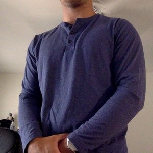 Blue Henley Long Sleeve T Shirt